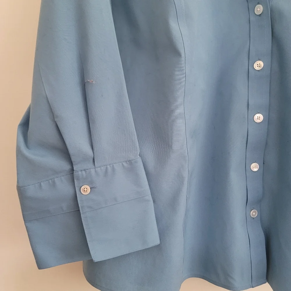 Talbots Blue Button-Up Blouse - Picture 2 of 9